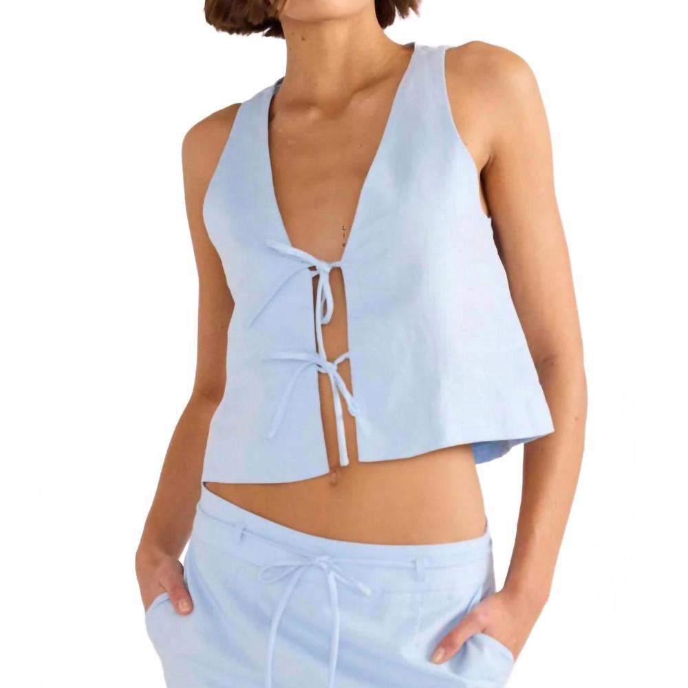 NEW MINKPINK pandora tie crop top in sky blue - Picture 5 of 5